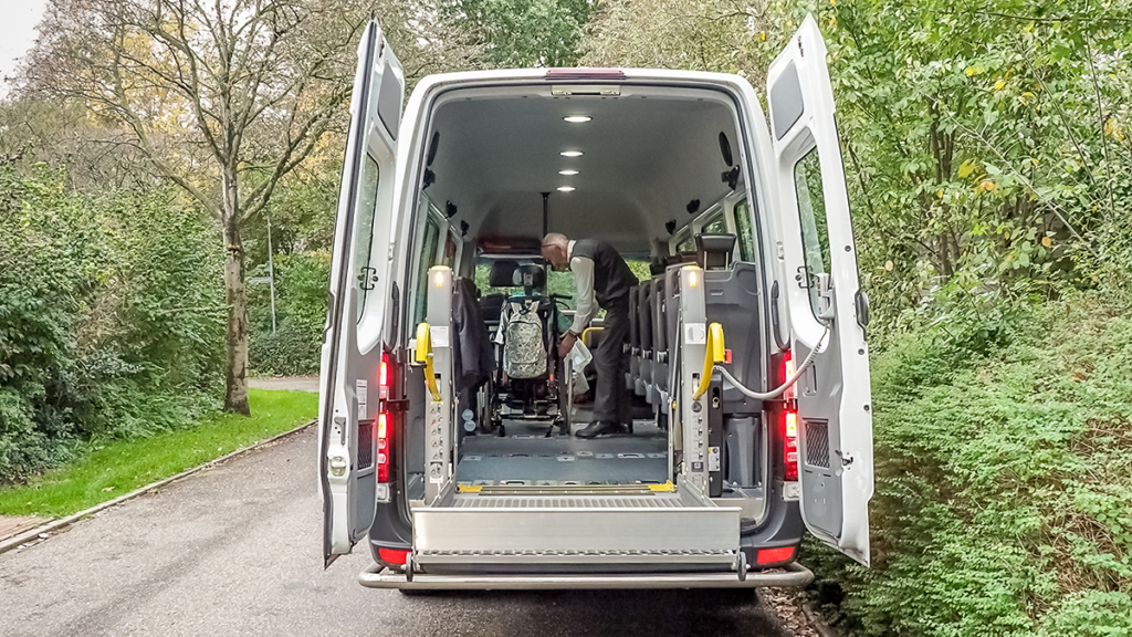 Medical taxi transporting vulnerable passenger.