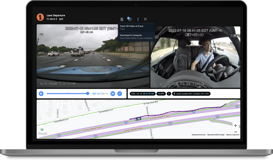 FleetCam vehicle camera system with ADAS and DMS.